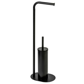 Showerdrape Aspen Toilet Roll Holder & Brush, Black