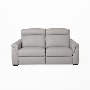 Italia Living Adriano 3 Seater Double Leather Recliner Sofa, Light Grey