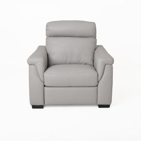 Italia Living Adriano Leather Recliner Chair, Light Grey