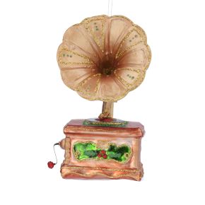 Gisela Graham Painted Glass Gramophone Hanging Tree Decoration