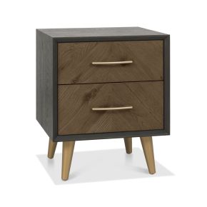 Casa Ashford 2 Drawer Bedside Cabinet, Fumed Oak