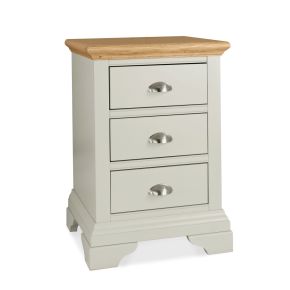 Casa Bampton 3 Drawer Bedside Cabinet, Soft Grey/Oak