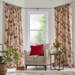 Laura Ashley Gosford Curtains, 162 x 137cm, Cranberry