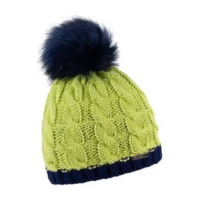Sabbot Headwear Andrea Knitted Bobble Hat, Lime & Navy