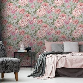 Muriva Fayre Floral Wallpaper, Pink & Grey