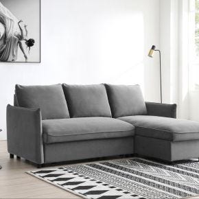 Casa Barret Velvet Chaise Sofa Bed, Athena Grey 