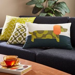 Orla Kiely Dachshund Feather Cushion, Yellow