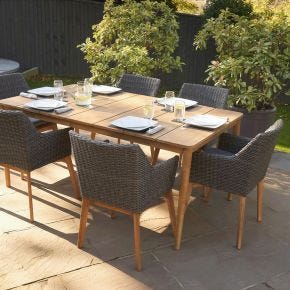 Pacific Lifestyle Larissa Garden 6 Seater Dining Set, Light Grey