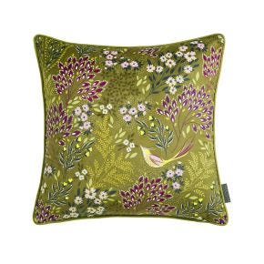 Sara Miller Songbird Cushion, Olive Green