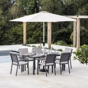 Bramblecrest Zurich Garden Dining Set with Parasol & Base, 6 Seater