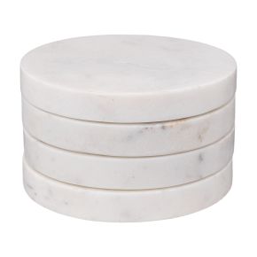 Secret De Gourmet Marble Coasters, Set of 4, White