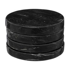 Secret De Gourmet Marble Coasters, Set of 4, Black