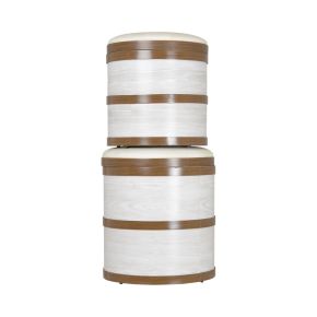 Casa Faux Leather Storage Stool, Large, Washed Cream