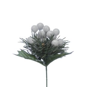 Festive Frosted Berry Pick, Silver