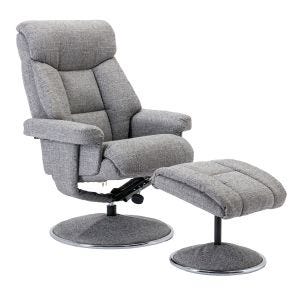 Casa Bayonne Fabric Recliner Swivel Chair & Footstool, Lisbon Rock