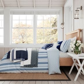 Helena Springfield Long Island Nautical Stripe Duvet Set, Double, Navy