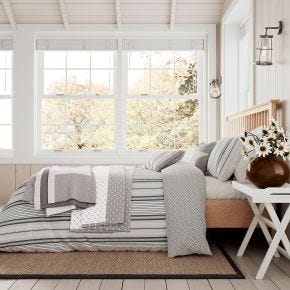 Helena Springfield Long Island Nautical Stripe Duvet Set, Super King, Charcoal