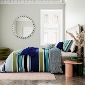 Helena Springfield Budding Brights Darcie Stripe Duvet Set, King, Blue