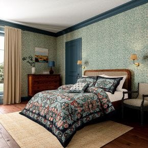 Morris & Co Earthly Paradise Duvet Set, Super King, Teal & Sea Green