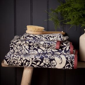 Morris & Co Strawberry Thief Hand Towel, Navy