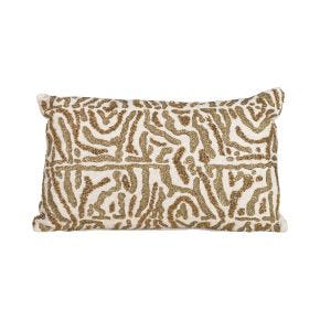 Casa Leopard Print Beaded Cushion, Beige