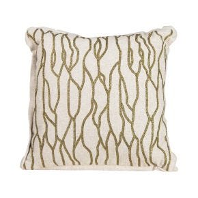Casa Geo Print Embroidered Cushion, Gold