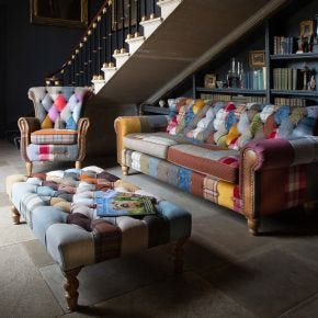 Casa Patchwork Banquette Fabric Footstool 