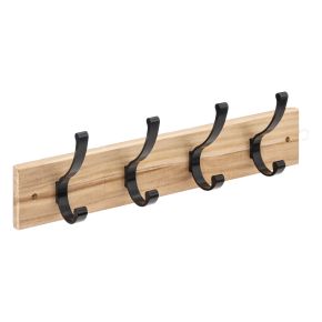 5five Wall Mounted 4 Hook Coat Rack, Natural