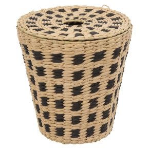 5five Woven Square Round Bin, 7L, Black & Natural