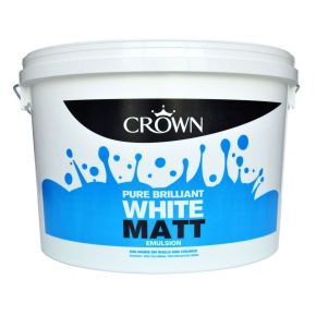 Crown Matt Emulsion Paint, 10L, Pure Brilliant White