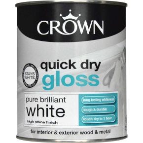 Crown Quick Dry Gloss Paint, 750ml, Pure Brilliant White