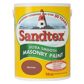 Sandtex Smooth Masonry Paint, 5L, Brick Red