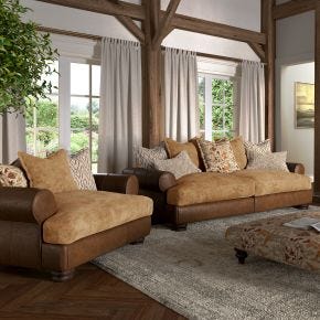 Casa Tetbury Pillow Back Leather Snuggler Armchair, Caramel