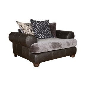 Casa Tetbury Pillow Back Leather Snuggler Armchair, Grey