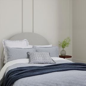 Bedeck of Belfast Mallory Gingham Duvet Set, Double, Navy & White