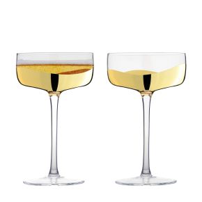 Anton Studio Design Wave Champagne Saucers, Set of 2, Gold