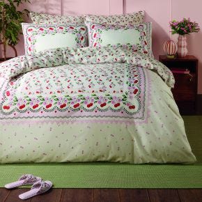 Cath Kidston Cherry Picked Duvet Set, Double, Pink & Cream