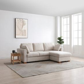 Casa Sorrel Chaise Fabric Sofa Bed, Natural
