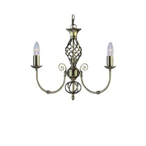 Searchlight Zanzibar 3 Light Pendant Light, Antique Brass