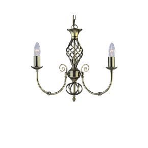 Searchlight Zanzibar 3 Light Pendant Light, Antique Brass