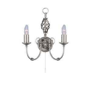 Searchlight Zanzibar Wall Light, Satin Silver