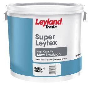 Leyland Trade Super Leytex High Opacity Matt Emulsion Paint, 15L, Pure Brilliant White 