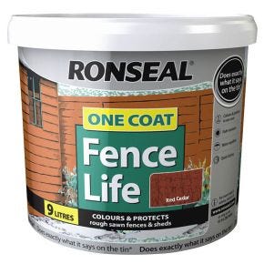 Ronseal One Coat Fencelife Paint, 9L, Red Cedar