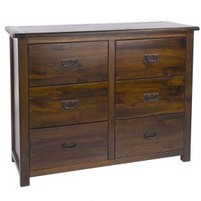 Casa Brett 6 Drawer Wide Chest, Walnut