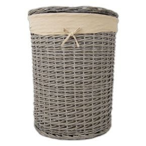 Casa Wicker Round Laundry Basket, Natural/Grey