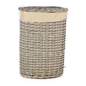 Casa Round Wicker Waste Bin, Grey