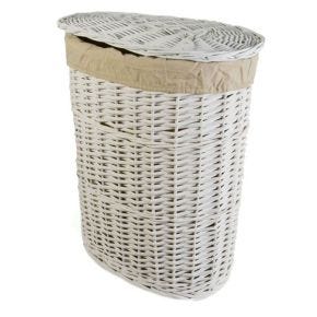 Casa Wicker Laundry Basket, Small, White