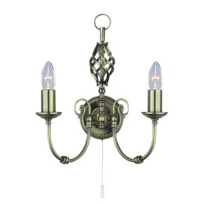 Searchlight Zanzibar Wall Light, Antique Brass