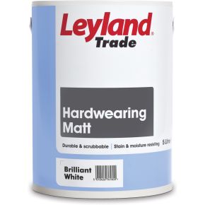 Leyland Trade Hard Wearing Matt Emulsion Paint, 5L, Brilliant White