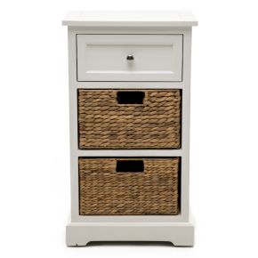 Casa Storage Unit with 2 Woven Baskets, White & Natural
